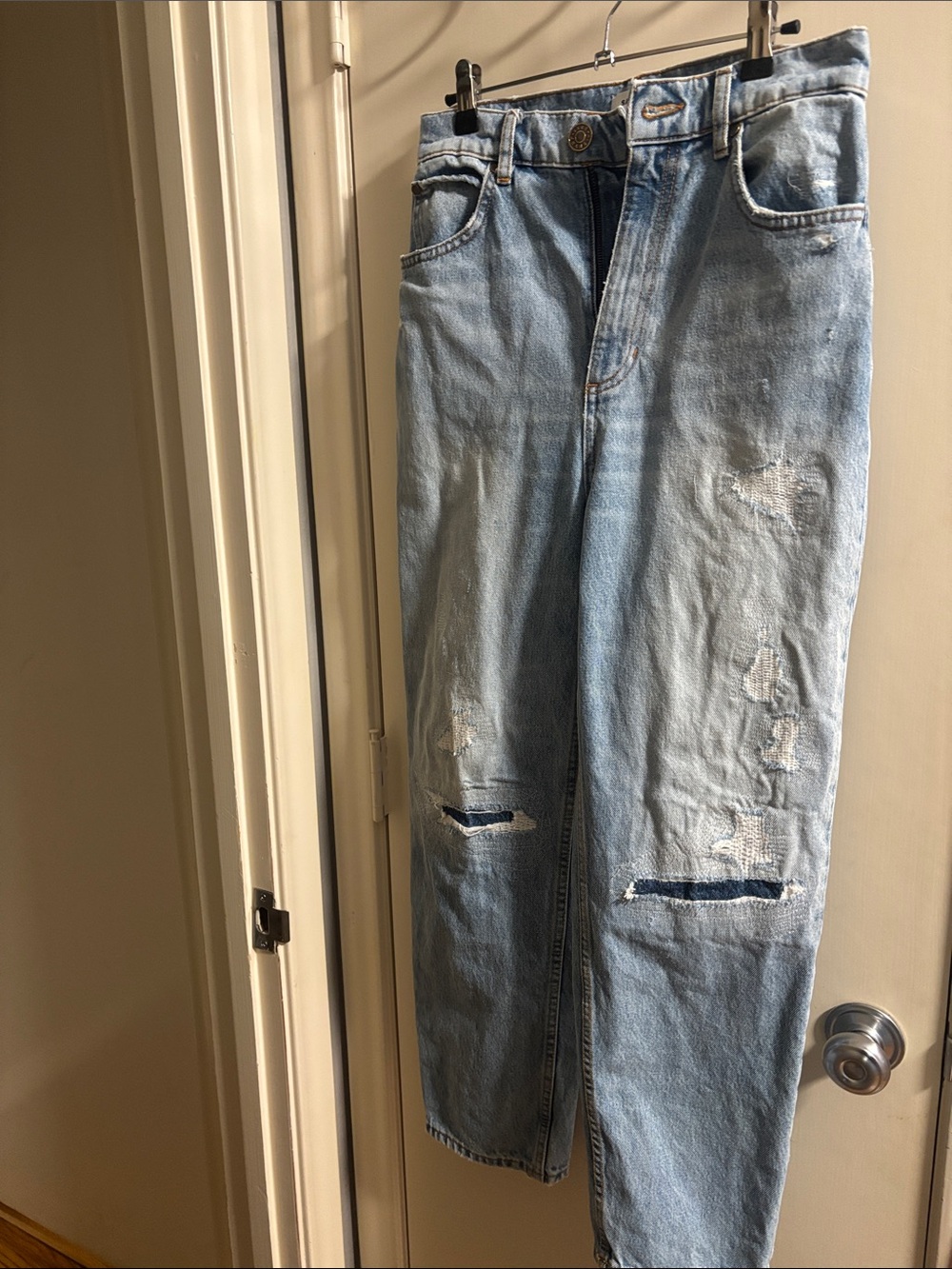 Sandro Light Blue Relaxed Distressed Jeans